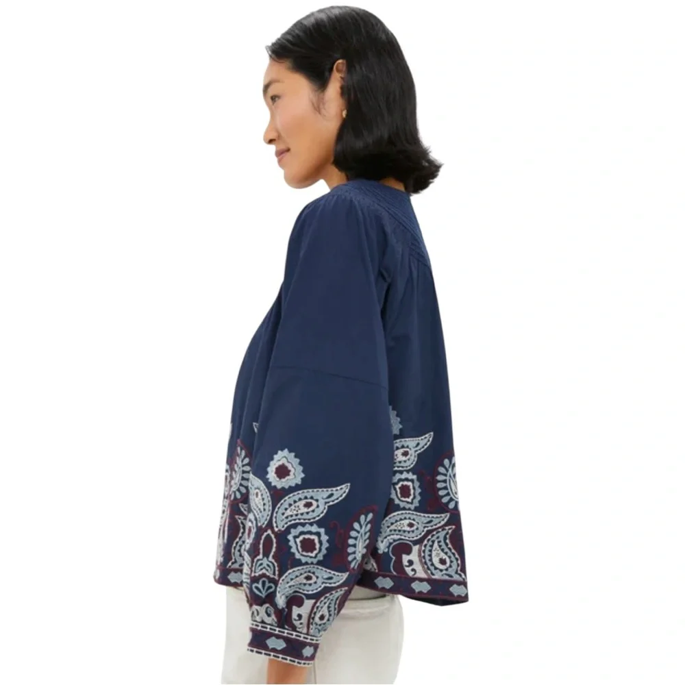 TUCKERNUCK Navy Embroidered Lucia Blouse